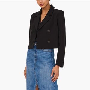 Women's state cropped Black Double-Breasted blazer/jacket